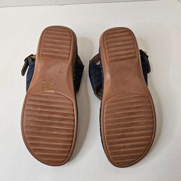 Women Blue Sandals Summer Slippers Open Toe Shoes Size 42 Slope Heel - Picture 5 of 12